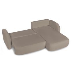 Canapé d'angle droit convertible CARLOTTA 4 places tissu bouclette taupe