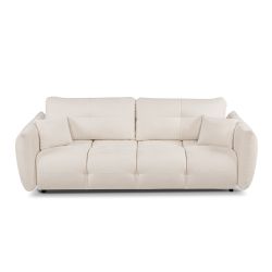 Canapé droit convertible COMO 3 places tissu chenille écru