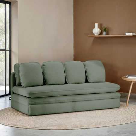 Banquette convertible NOMA 3 places tissu bouclette vert kaki
