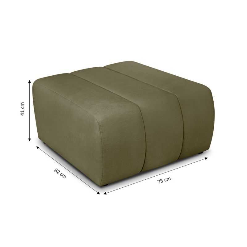 Pouf BELEM tissu chenille vert kaki