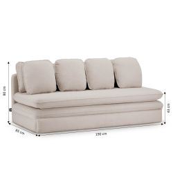Banquette convertible NOMA 3 places tissu bouclette taupe
