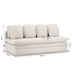 Banquette convertible NOMA 3 places tissu bouclette grège