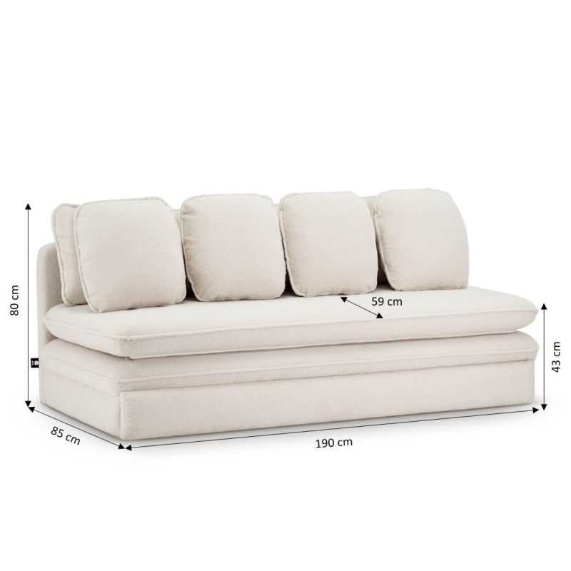 Banquette convertible NOMA 3 places tissu bouclette grège