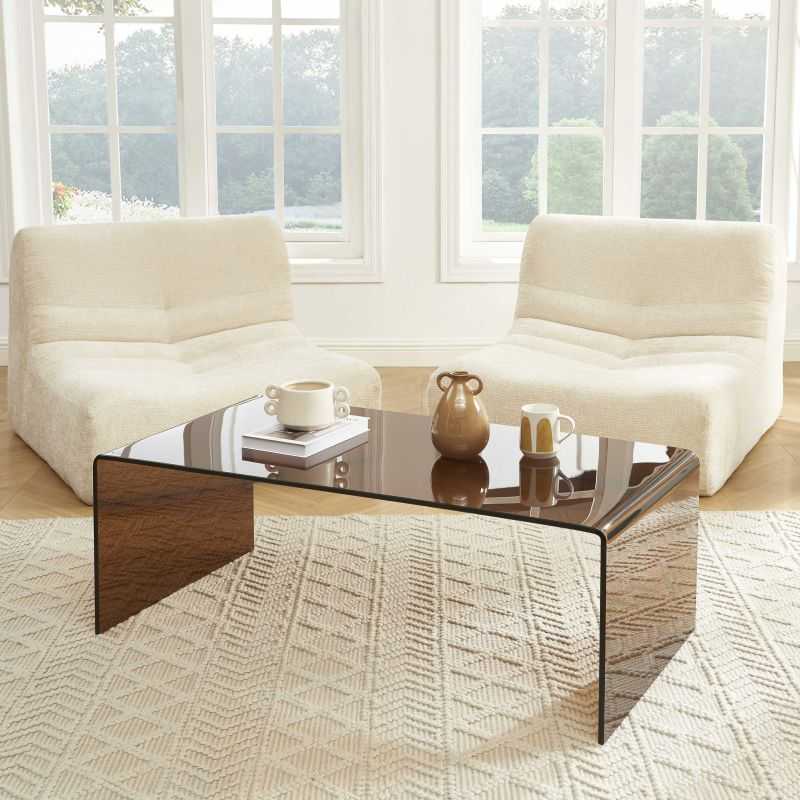 Table basse GINZA verre trempé caramel