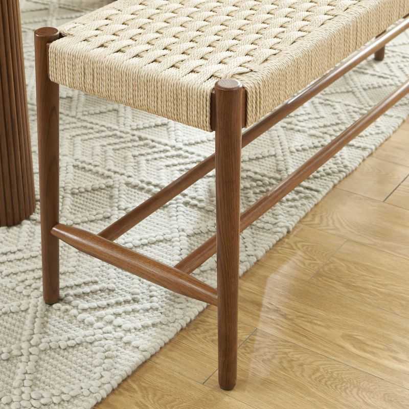 Banc MOTTO chêne massif couleur noyer et corde