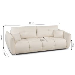 Canapé droit convertible COMO 3 places tissu chenille écru