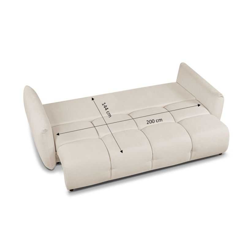 Canapé droit convertible COMO 3 places tissu chenille écru
