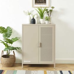 Buffet PANTONE métal taupe 2 portes 75cm