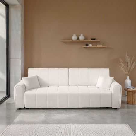 Canapé droit convertible GIORGIO 3 places tissu bouclette grège