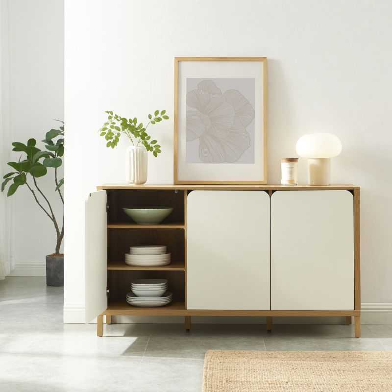 Buffet KILDA blanc effet chêne