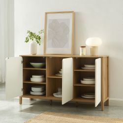 Buffet KILDA blanc effet chêne