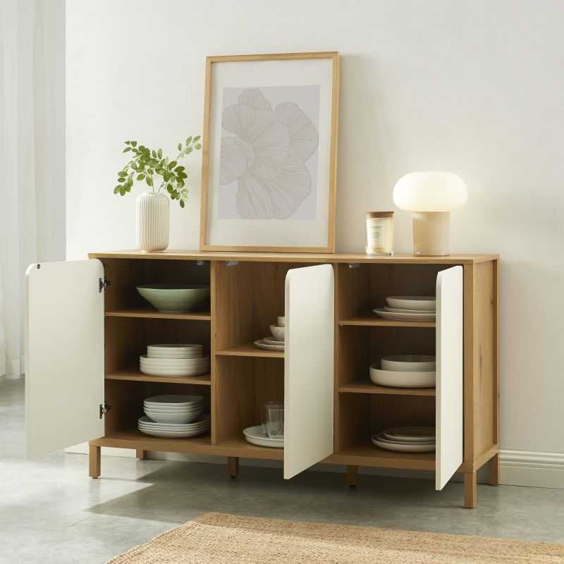 Buffet KILDA blanc effet chêne