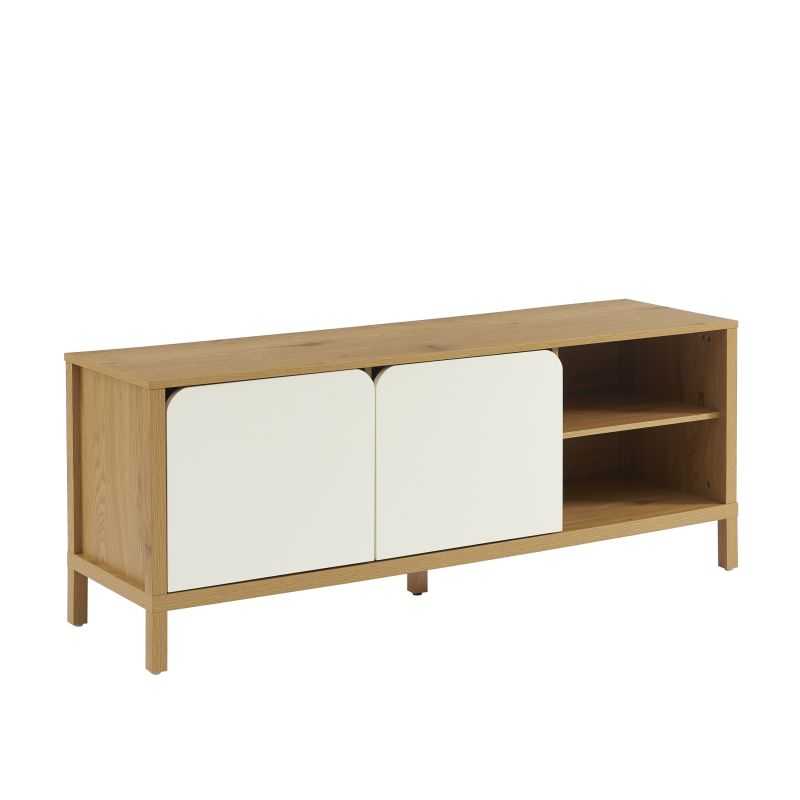 Meuble TV KILDA blanc effet chêne