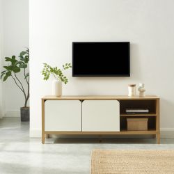 Meuble TV KILDA blanc effet chêne