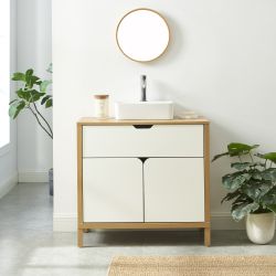 Meuble sous lavabo KILDA blanc effet chêne 