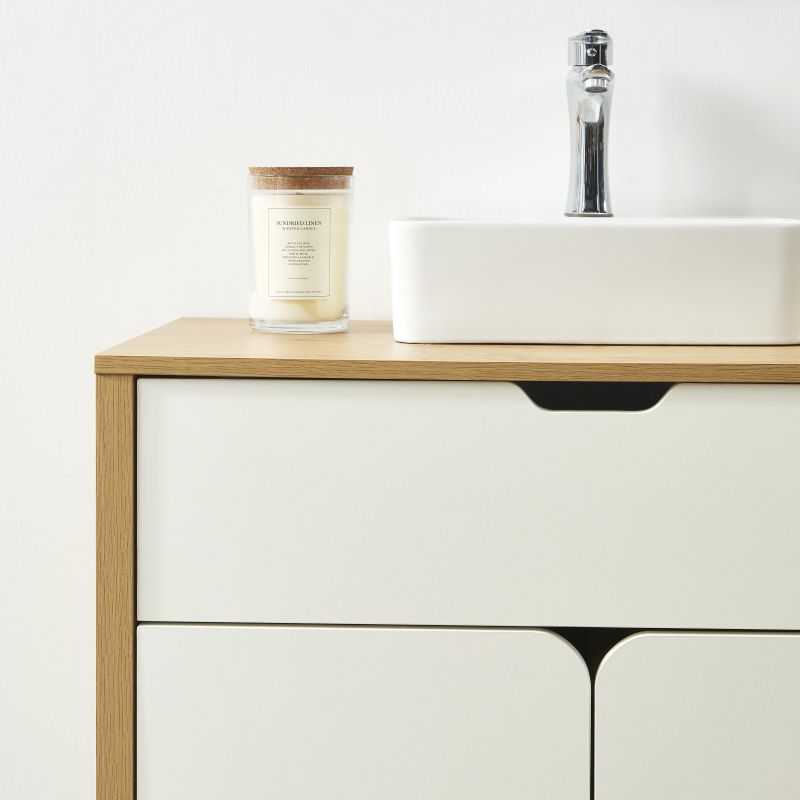 Meuble sous lavabo KILDA blanc effet chêne 