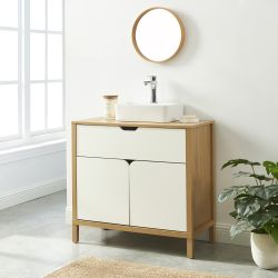 Meuble sous lavabo KILDA blanc effet chêne 