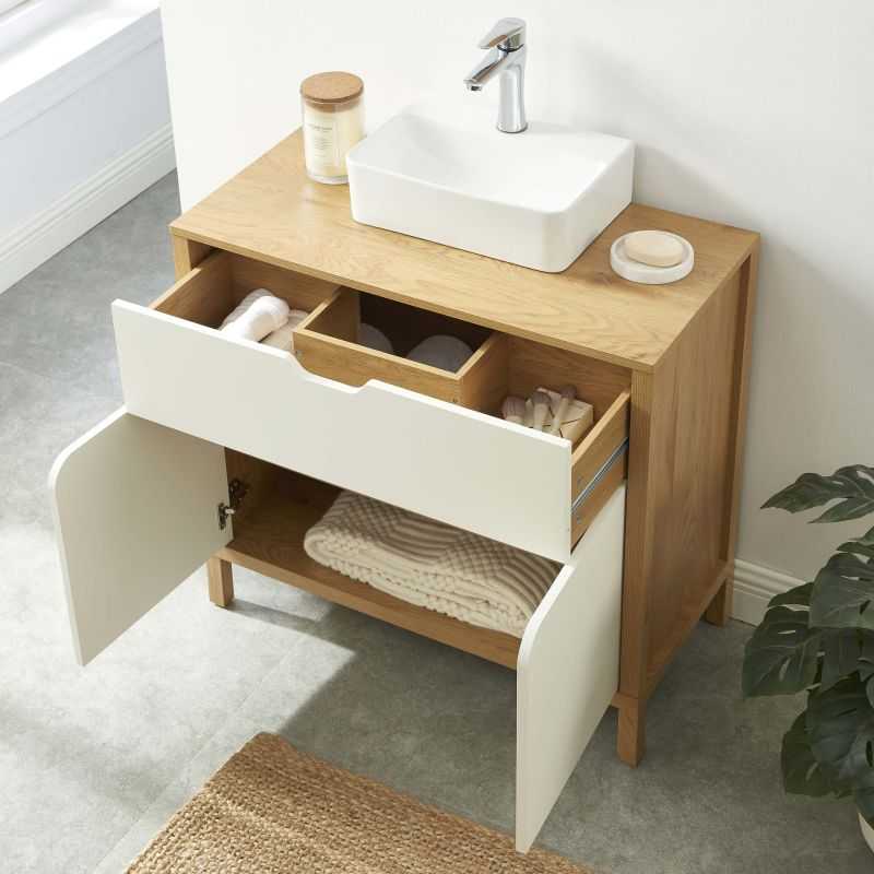 Meuble sous lavabo KILDA blanc effet chêne 