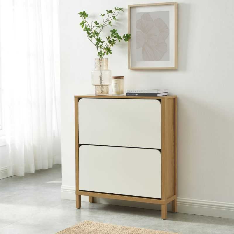 Meuble à chaussure KILDA blanc effet chêne