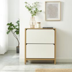 Meuble à chaussure KILDA blanc effet chêne