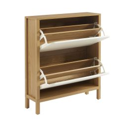 Meuble à chaussure KILDA blanc effet chêne