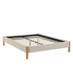 Lit BOWI tissu beige 140190 sommier inclus