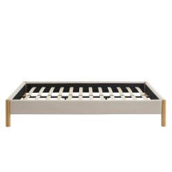 Lit BOWI tissu beige 140190 sommier inclus