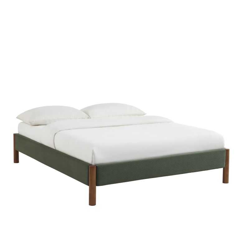 Lit BOWI tissu kaki 140190 sommier inclus