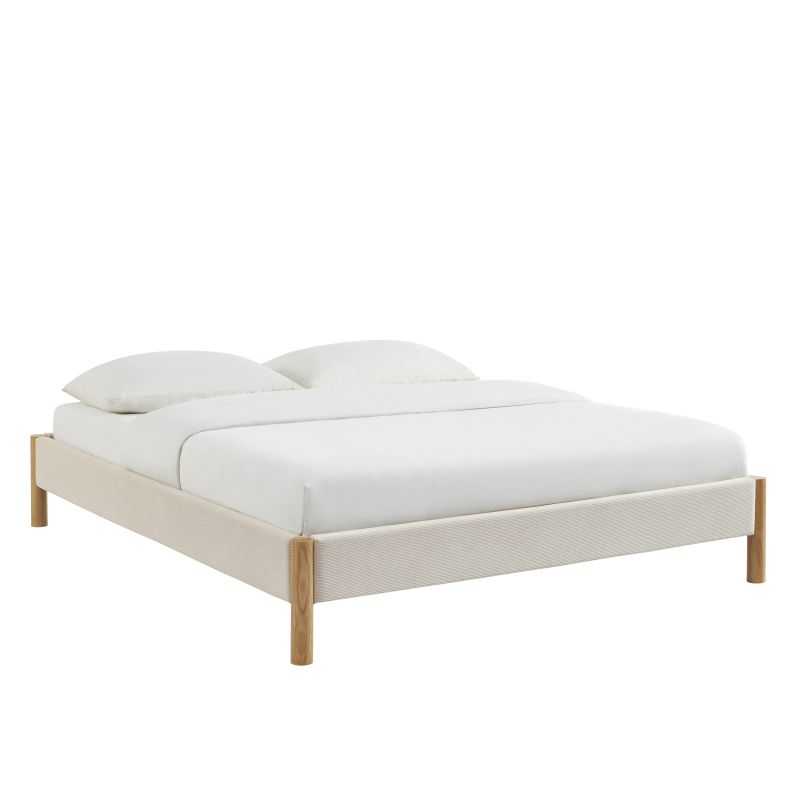 Lit BOWI tissu kaki 160200 sommier inclus