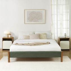 Lit BOWI tissu kaki 160200 sommier inclus