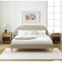 Lit NEBULA tissu grège 160200 sommier inclus