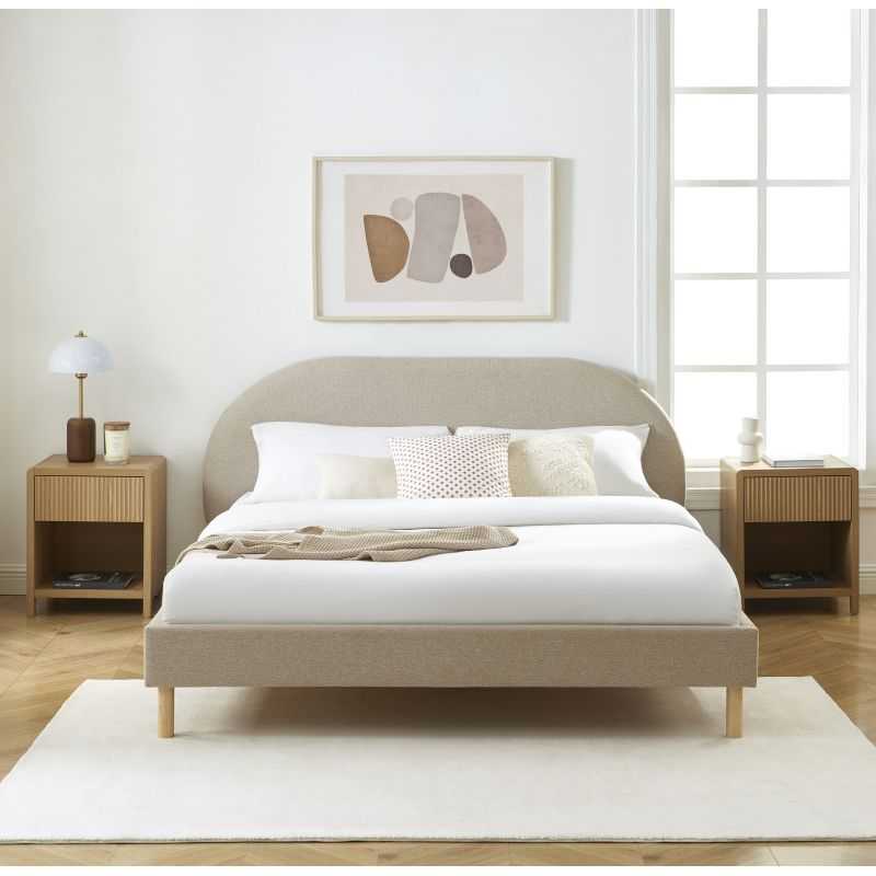 Lit NEBULA tissu grège 160200 sommier inclus