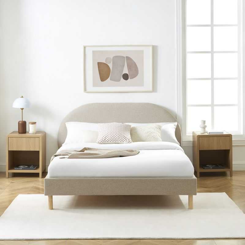 Lit NEBULA tissu grège 140190 sommier inclus