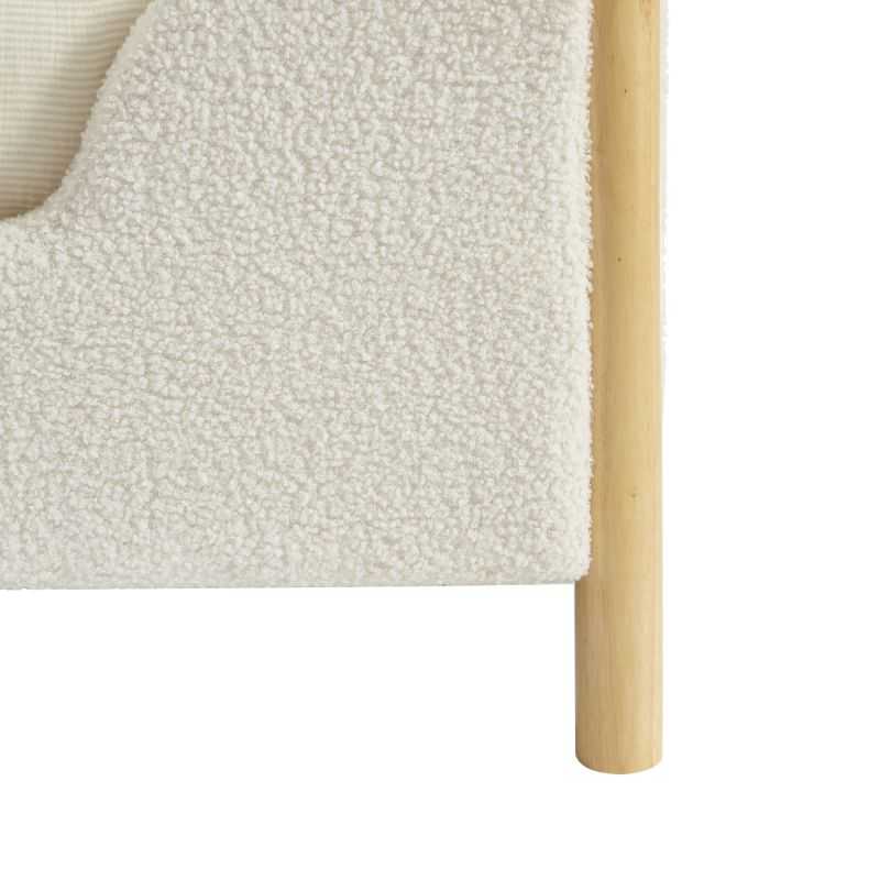 Lit enfant ARI tissu bouclette beige 90x190 sommier inclus