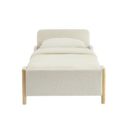Lit enfant ARI tissu bouclette beige 90x190 sommier inclus
