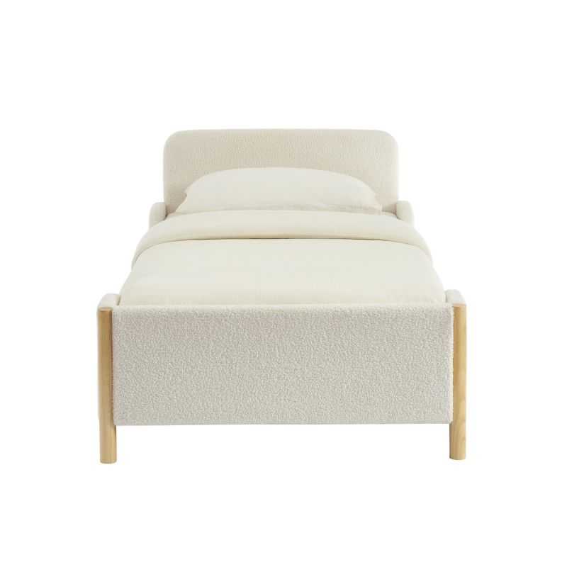 Lit enfant ARI tissu bouclette beige 90x190 sommier inclus