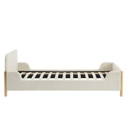 Lit enfant ARI tissu bouclette beige 90x190 sommier inclus