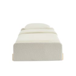 Lit enfant NUI tissu bouclette beige 90x190 sommier inclus