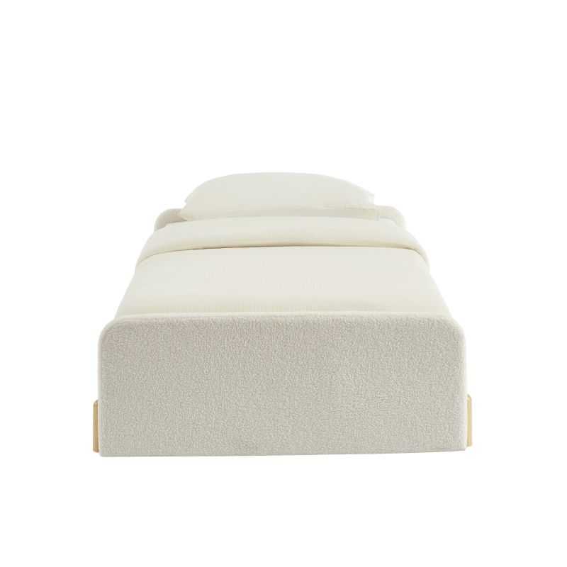 Lit enfant NUI tissu bouclette beige 90x190 sommier inclus