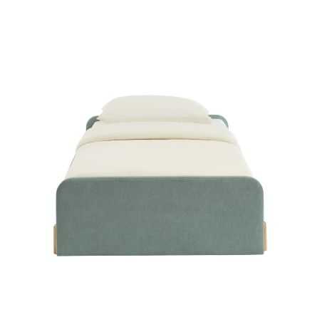 Lit enfant NUI tissu vert 90x190 sommier inclus