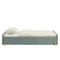 Lit enfant NUI tissu vert 90x190 sommier inclus