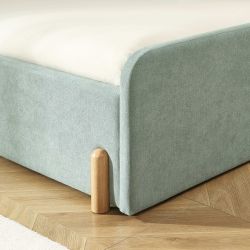 Lit enfant NUI tissu vert 90x190 sommier inclus