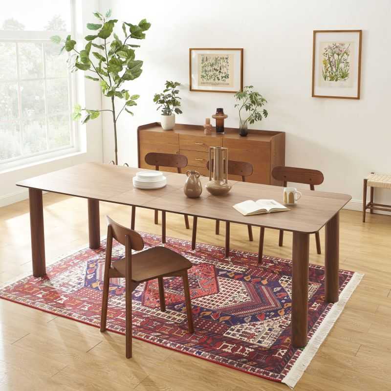 Table à manger extensible PILAR rectangulaire placage noyer 180-240cm