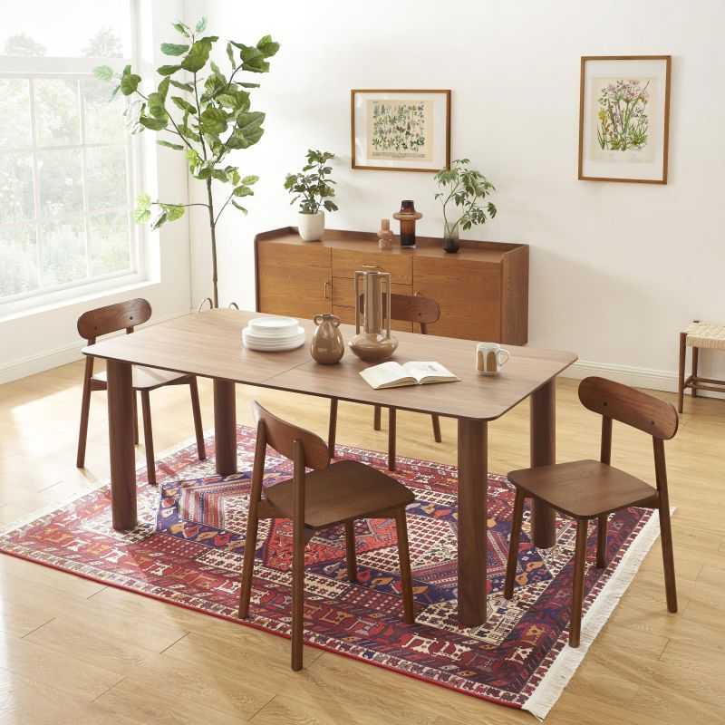 Table à manger extensible PILAR rectangulaire placage noyer 180-240cm