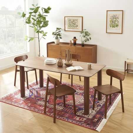 Table à manger extensible PILAR rectangulaire placage noyer 180-240cm