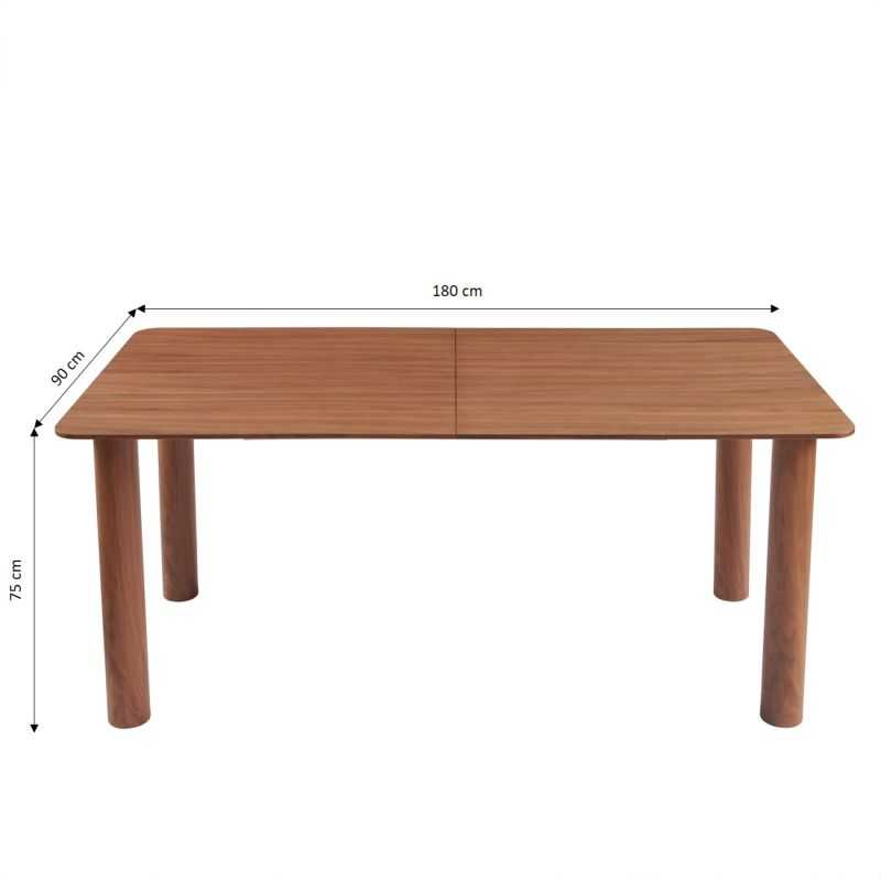 Table à manger extensible PILAR rectangulaire placage noyer 180-240cm