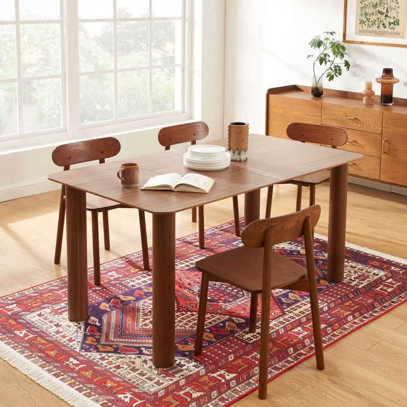 Table à manger extensible PILAR placage noyer 90-160cm