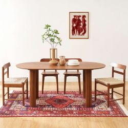 Table à manger PENELOPE placage chêne couleur noyer 180cm