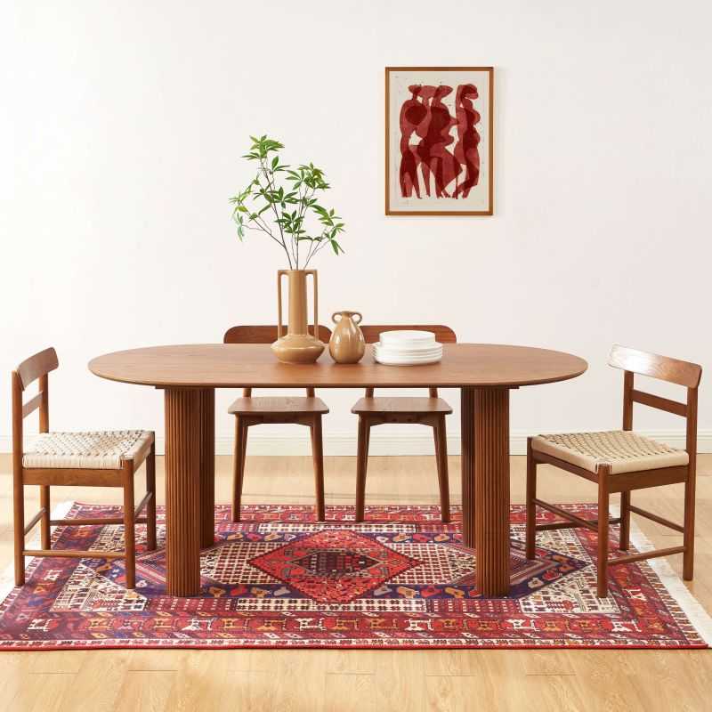 Table à manger PENELOPE placage chêne couleur noyer 180cm