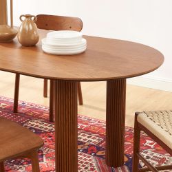 Table à manger PENELOPE placage chêne couleur noyer 180cm